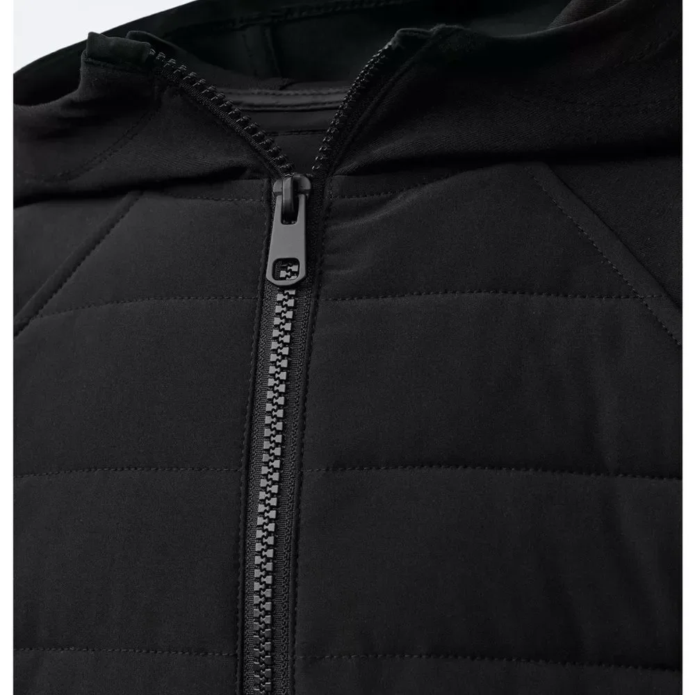 Zara Neoprene Black Hooded Puffer Jacket NWT Size 7-8 years old